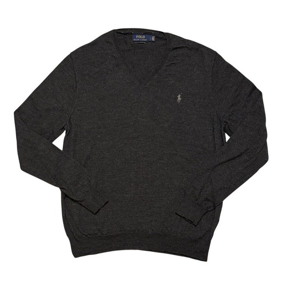 Polo Ralph Lauren Other - Polo Ralph Lauren Men's Granite Gray Washable Merino Wool V-Neck Sweater Large